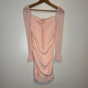 Women's Pink Mini Dress Medium Bodycon Sexy Ruched Fairy‎ Grunge Clubwear Y2K